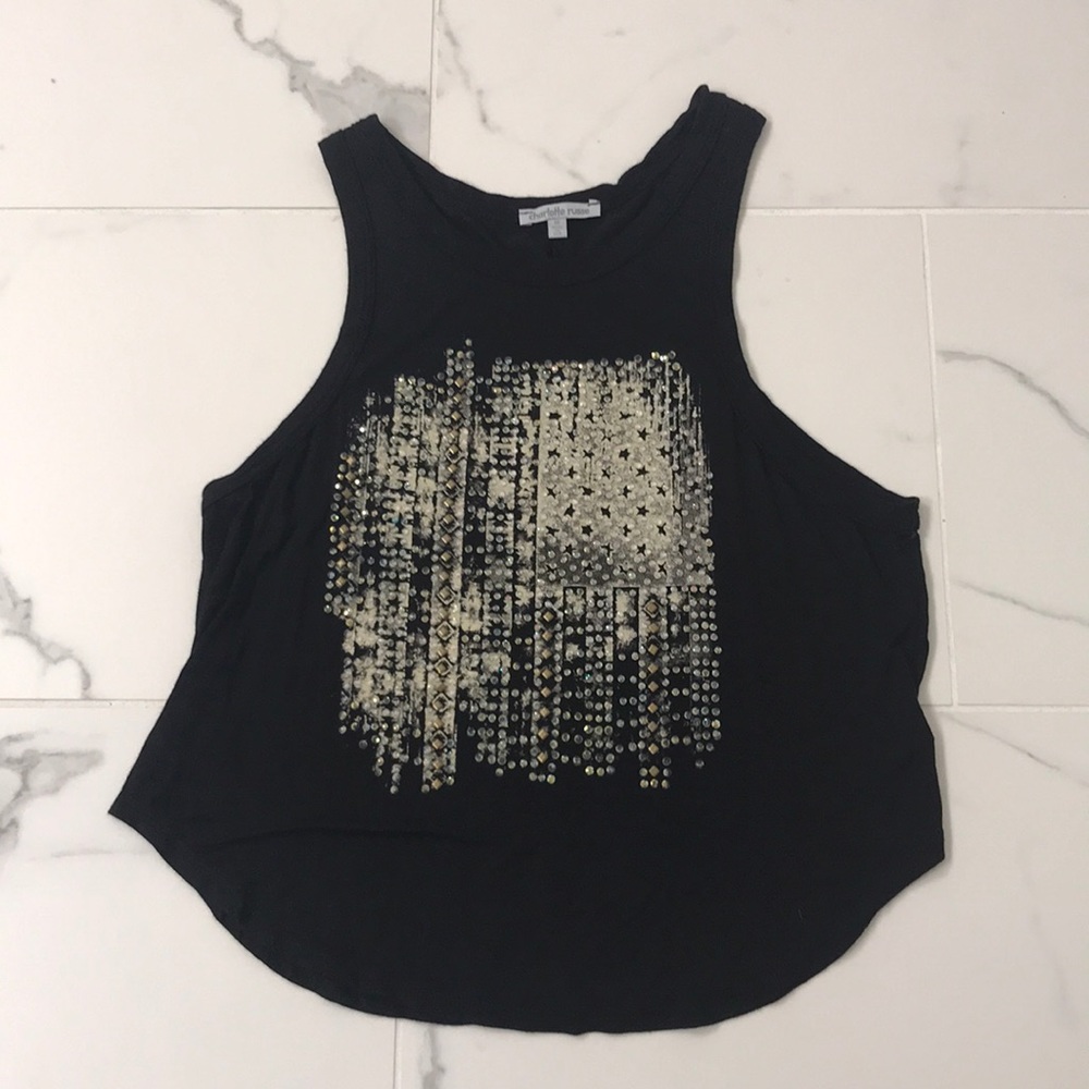 Black sequin American flag shirt- Charlotte Russe